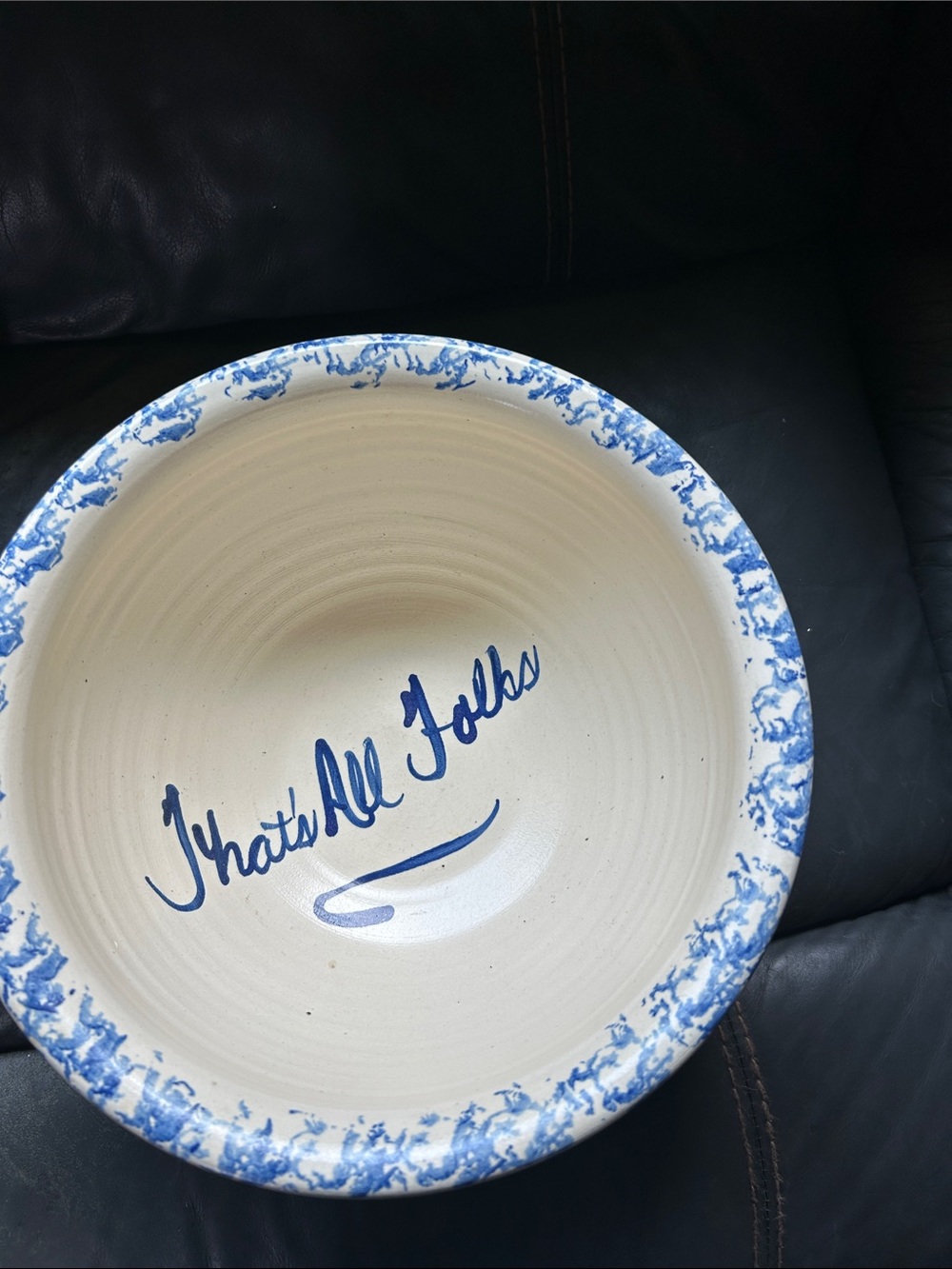 Vintage Style Ceramic Popcorn Bowl - "That's All Folks"